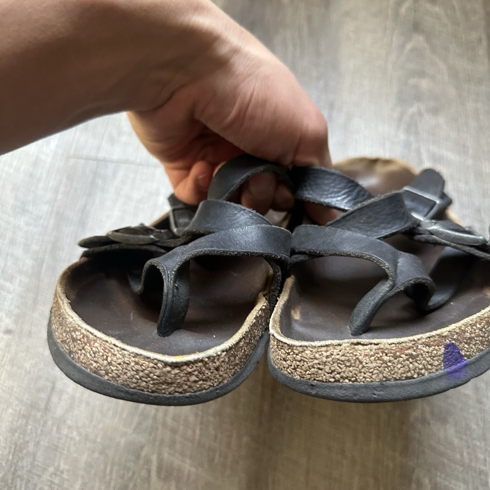 Birkenstock Mayari Sandals Womens Size 7 EU 38? Black Birko-Flor Toe Loop Read - Picture 6 of 8